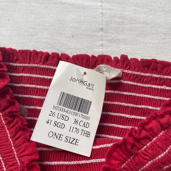 NWT Brandy Melville John Galt Red Smocked Tube Top One Size Stretchy - Picture 3 of 3